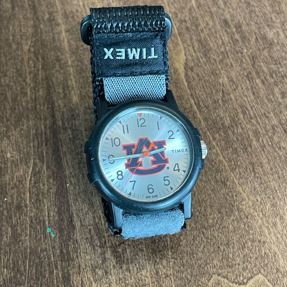Timex Black and Gray Watch with Auburn Logo great condition